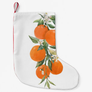 Watercolor citrus fruits orange lemon small christmas stocking