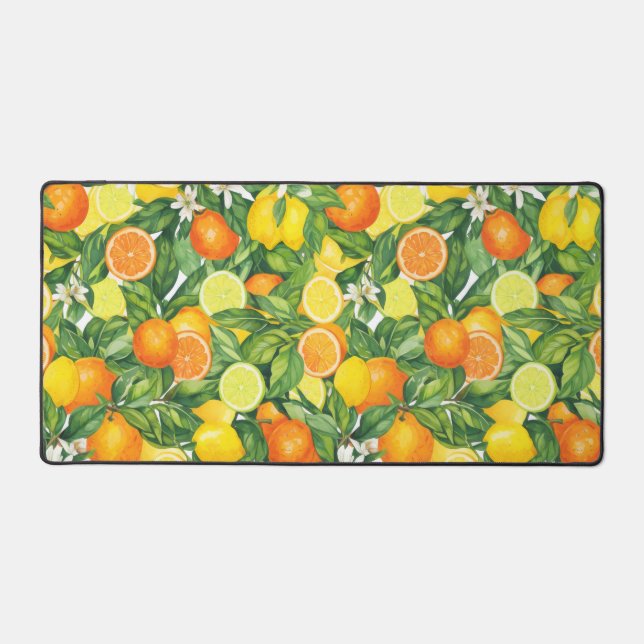 Watercolor Citrus Garden Desk Mat (Front)
