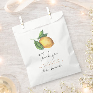 Watercolor citrus lemon 1st birthday thank you favour bags