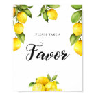 Watercolor Citrus Lemon Baby Shower Favours Sign
