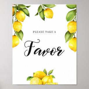 Watercolor Citrus Lemon Baby Shower Favours Sign