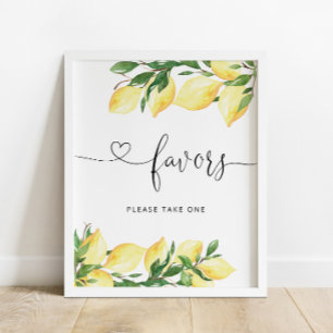 Watercolor Citrus Lemon Baby Shower Favours Sign