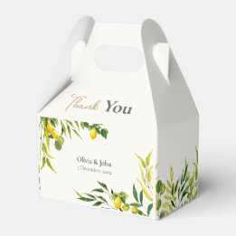 Watercolor Citrus Lemon Green Wedding Thank You Favour Box