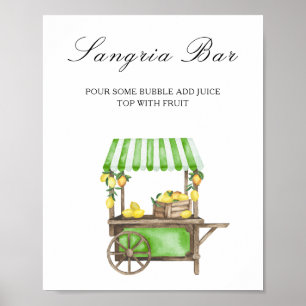 Watercolor citrus lemon - sangria bar poster