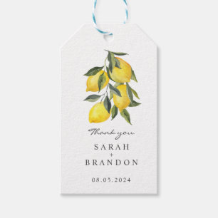 Watercolor Citrus Lemon Summer Wedding Gift Tags