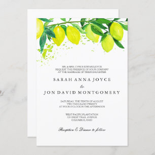 Watercolor Citrus/Lemon Wedding Invitation