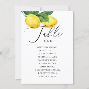 Watercolor citrus lemon wedding seating chart invitation