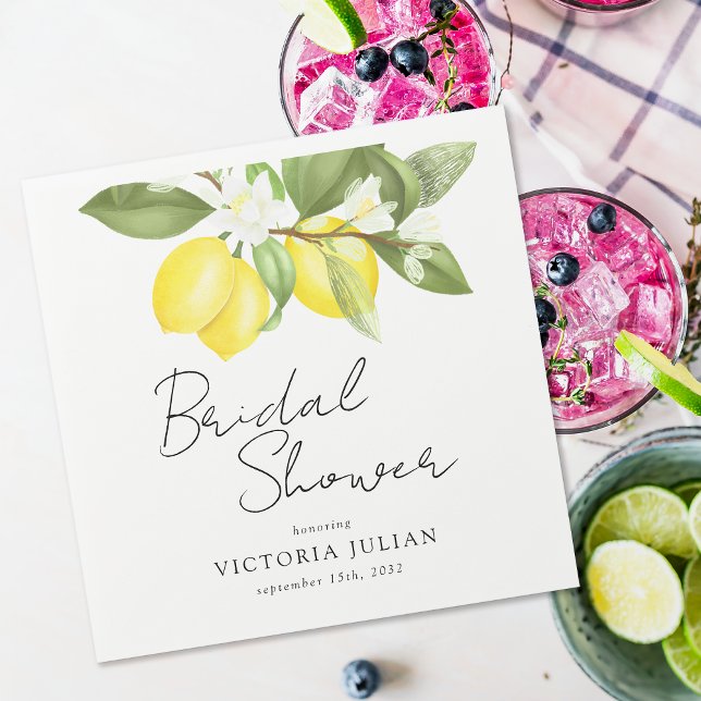 Watercolor Citrus Lemons Bridal Shower  Napkin (Creator Uploaded)