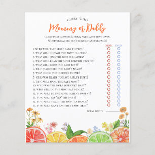 Watercolor Citrus Little Cutie Baby Shower Game
