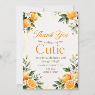 Watercolor Citrus Little Cutie Thank You Card