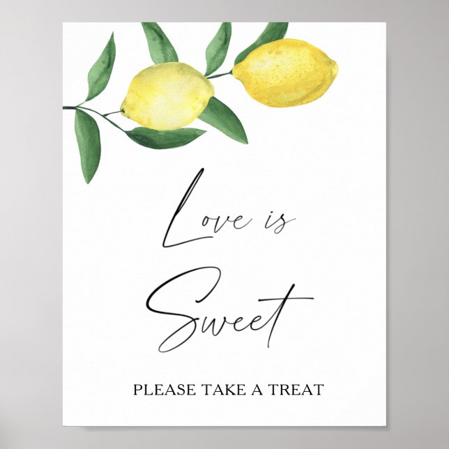Watercolor citrus - love is sweet take a treat poster (Front)