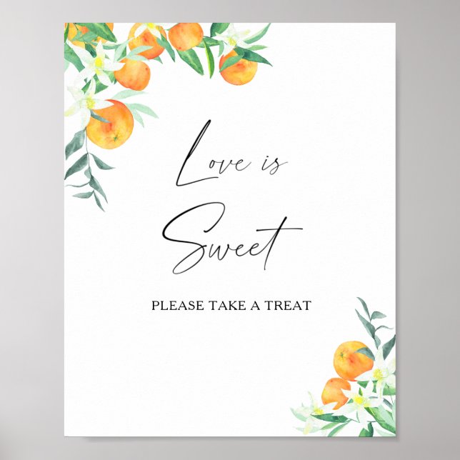Watercolor citrus - love is sweet take a treat poster (Front)
