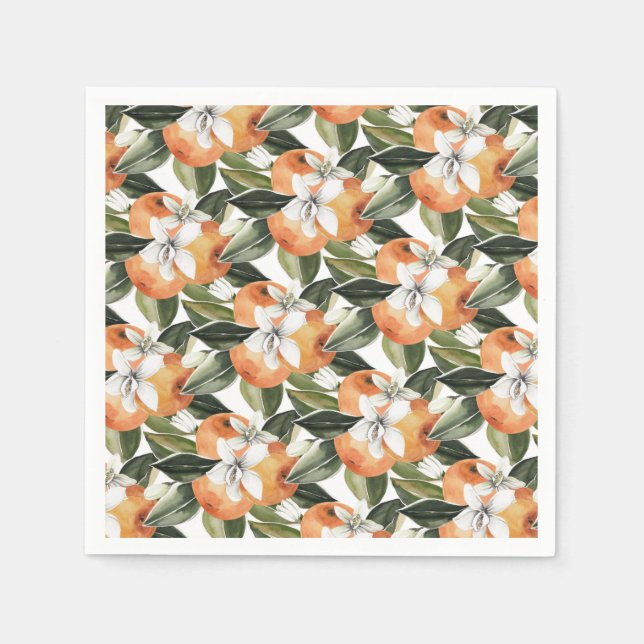 Watercolor Citrus Mandarine Little Cutie Napkin (Front)