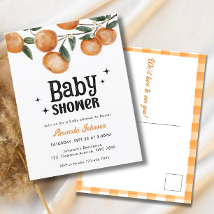  Watercolor Citrus Orange Baby Shower Invitation  Postcard