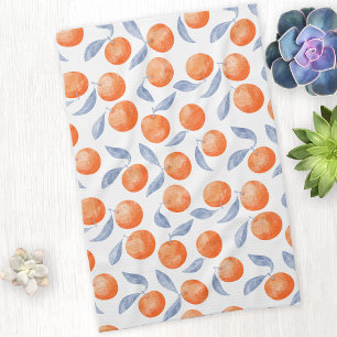Watercolor Citrus Orange Fruit Mediterranean Tea Towel