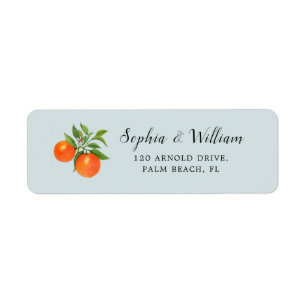 Watercolor Citrus Orange fruit return address