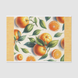 Watercolor Citrus Orange Leaves Wedding Tissue Paper