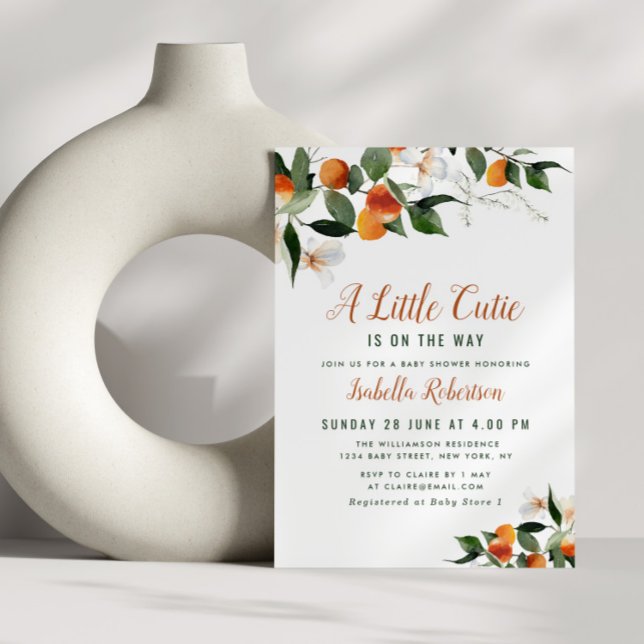 watercolor citrus oranges baby shower  Invitation (Creator Uploaded)