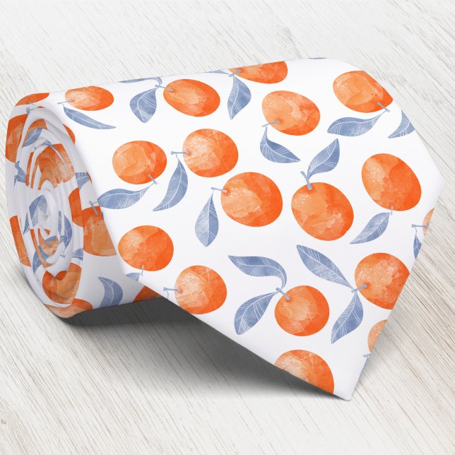 Watercolor Citrus Oranges Mediterranean  Tie (Watercolor citrus orange Mediterranean patttern artistic neck tie)