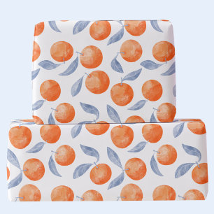 Watercolor Citrus Oranges Mediterranean Wrapping Paper