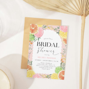 Watercolor Citrus Pink Bridal Shower  Invitation