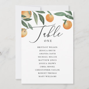 Watercolor citrus wedding. Floral seating chart Invitation