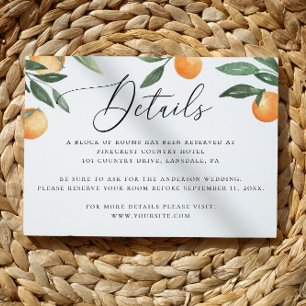 Watercolor citrus wedding. Garden floral details Enclosure Card