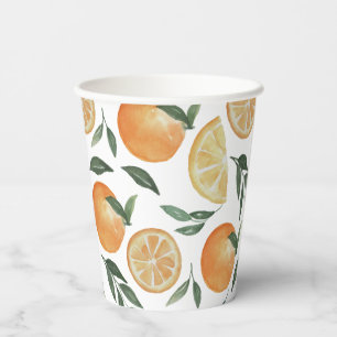 Watercolor Citrus Wedding   Orange Tuscan Summer Paper Cups