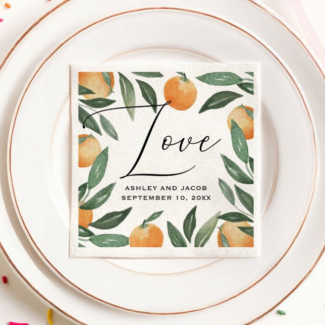 Watercolor citrus wedding. Summer floral garden Napkin (Creator Uploaded)