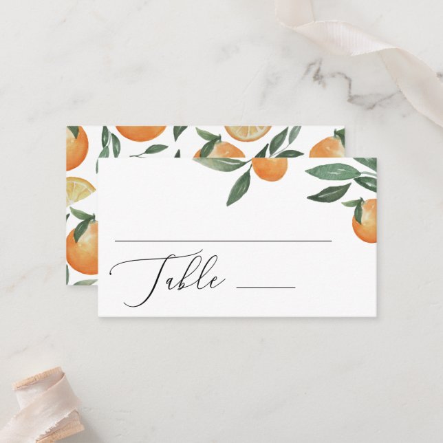 Watercolor citrus wedding. Summer floral garden  Place Card (Front/Back In Situ)
