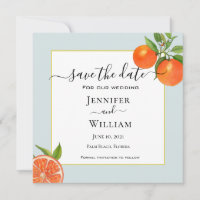 Watercolor Citrus with aqua border Wedding 