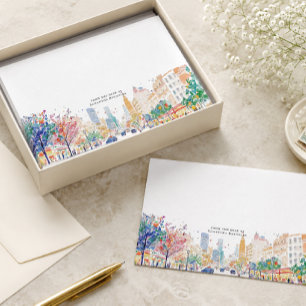 Watercolor City Correspondence Cards