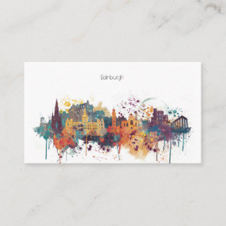 Watercolor City Skyline of Edinburgh Business Card