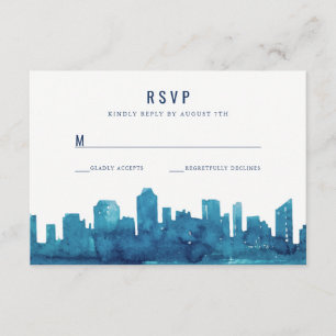 Watercolor City Skyline RSVP Card