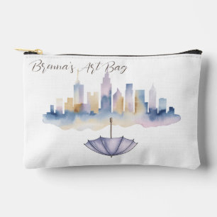 Watercolor Cityscape Accessories Bag