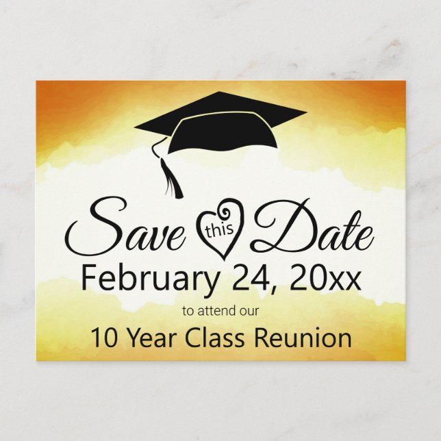 Watercolor Class Reunion Save The Date Template Po Postcard (Front)