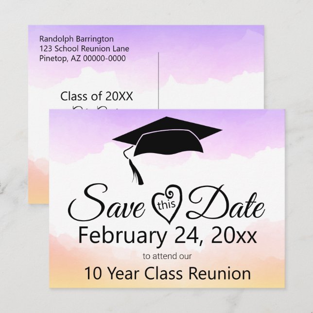 Watercolor Class Reunion Save The Date Template Postcard (Front/Back)