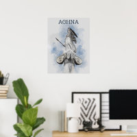 Watercolor Classic Greek Statue Athena Poster