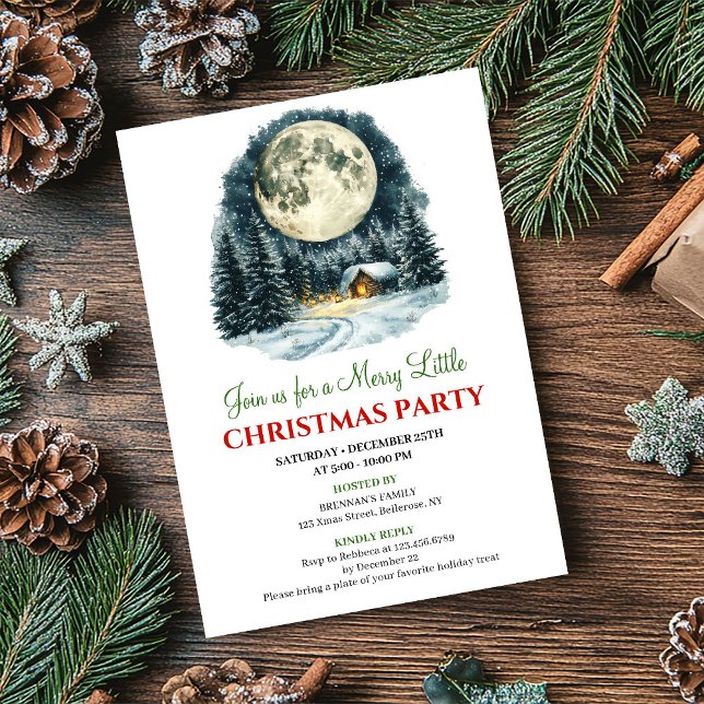 Watercolor Classic Holiday Scene Christmas Invite (Watercolor Classic Holiday Scene Christmas Invite)