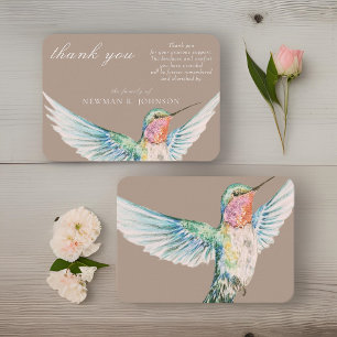 Watercolor Classic Hummingbird Memorial Thank You Card
