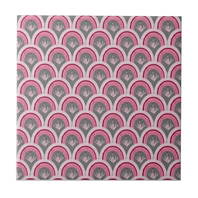 Watercolor Classic Pink Hand-drawn  Tile (Front)