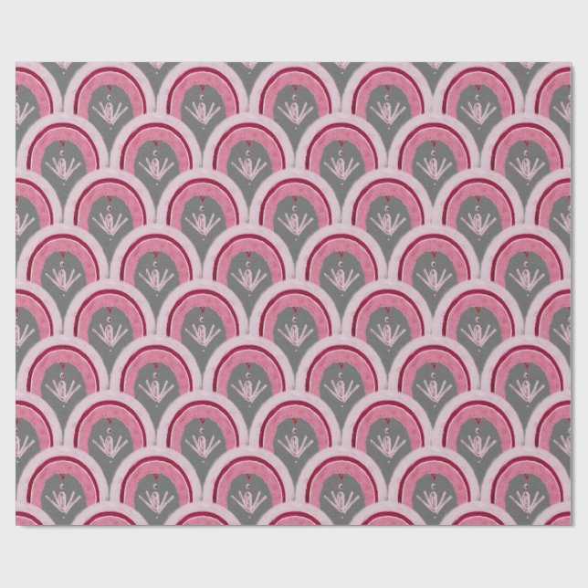 Watercolor Classic Pink Hand-drawn Wrapping Paper (Flat)
