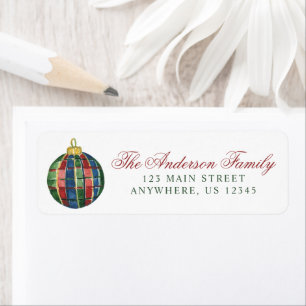 Watercolor Classic Plaid Christmas Ornament