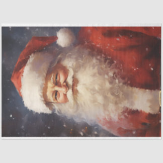 Watercolor classic Santa Claus smiling red hat Tissue Paper
