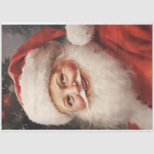 Watercolor classic Santa Claus smiling red hat Tissue Paper