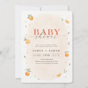 Watercolor Clementine Citrus Orange Baby Shower Invitation