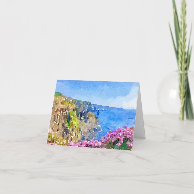 Watercolor Cliffs of Moher, Ireland Thank You Card (Front)