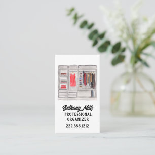 Watercolor Closet Home Organiser QR Code Business Card