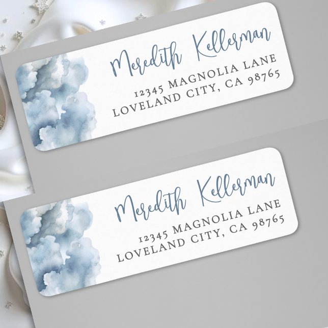 Watercolor Cloud Return Address (Watercolor Cloud Return Address Label)