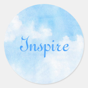 Watercolor clouds and sky background classic round sticker